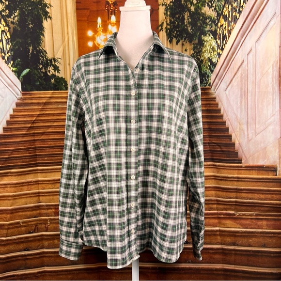 Lands' End Tops - Beautiful Land’s End Collared Button Down Oxford Check Shirt, Size 16, like new